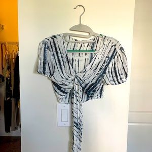 Navy and white tie dye crop